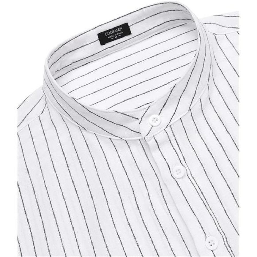 Men's Cotton Linen Henley Shirt Long Sleeve Hippie Casual Beach T Shirts - Picture 3 of 7